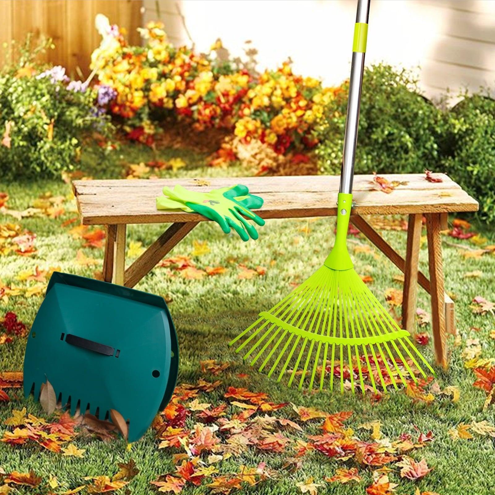 Hortem Leaf Rakes Set, Adjustable Steel Garden Rake for Leaves & Yard Leaf Scoops - ClubOn
