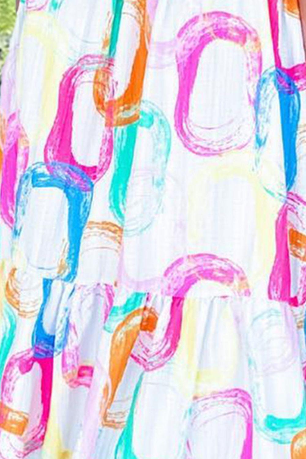 Tied Printed Sleeveless Mini Dress - ClubOn