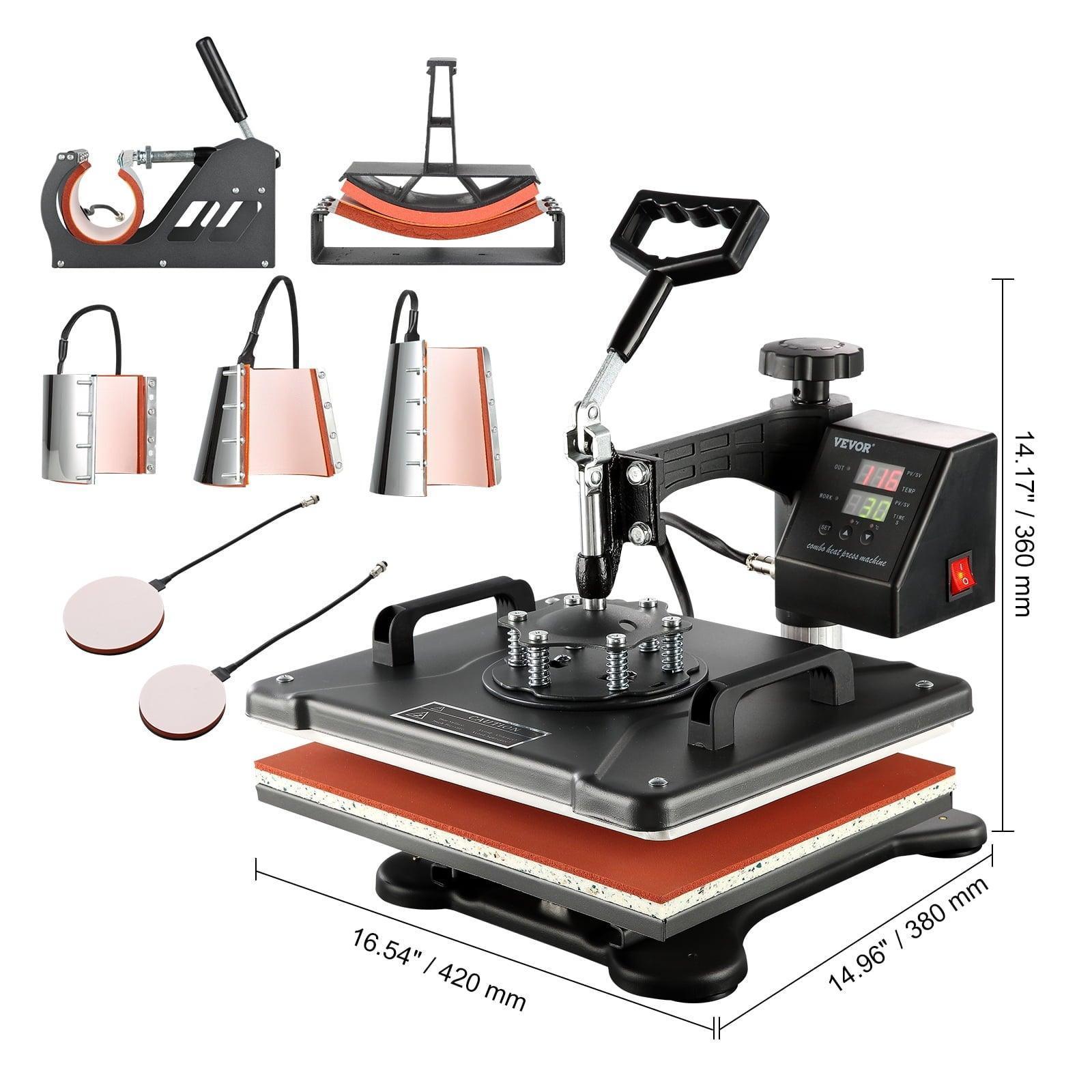 VEVOR 5 in 1 Heat Press Machine, Digital Multifunctional T-Shirt, Hat, Mug, Cap, and Plate Press - ClubOn