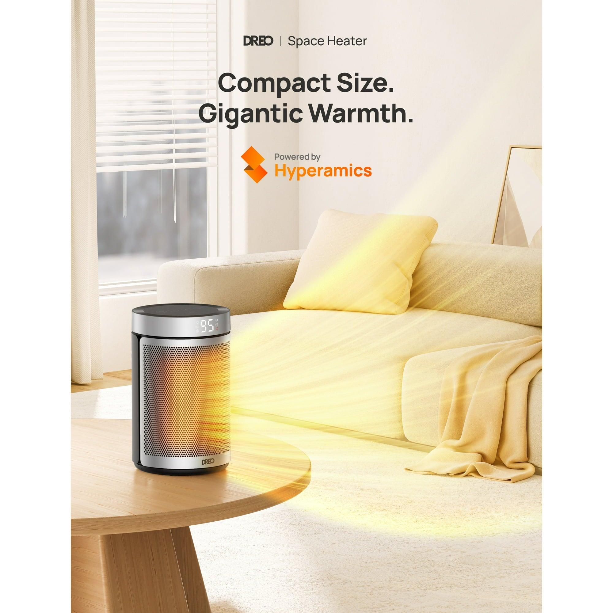 Dreo Space Heater for Home, Portable Electric Heater with Thermostat, 1-12H Timer, Eco Mode & Fan Mode, 1500W PTC Ceramic Heater for Office & Bedroom, Silver - ClubOn