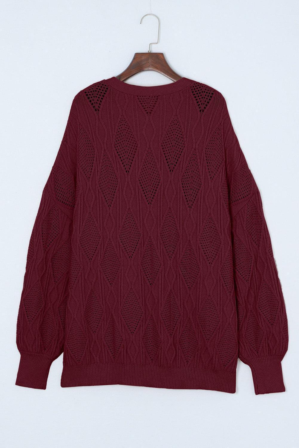 Plus Size Cable-Knit Button Up Sweater - ClubOn