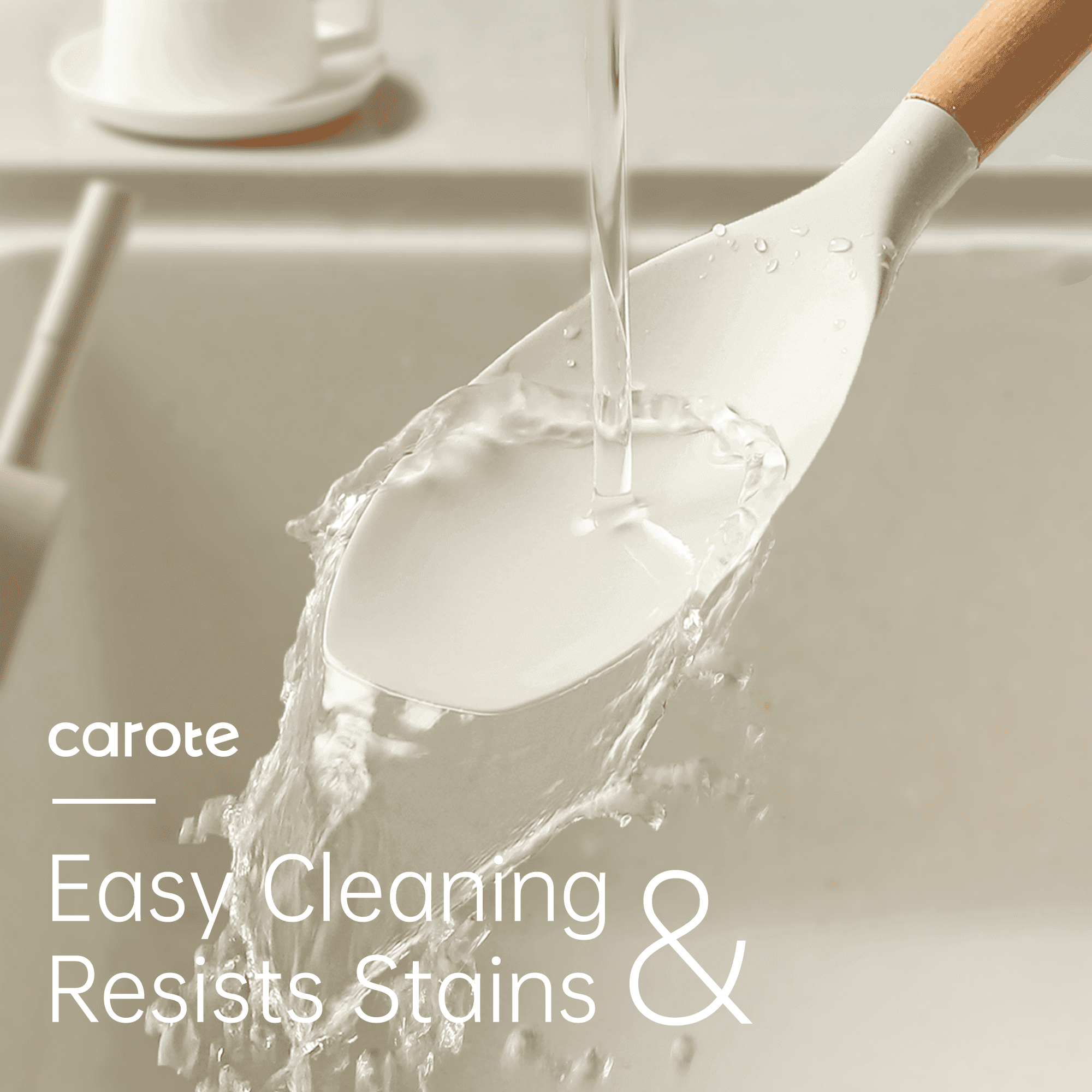 CAROTE 10 Pcs Silicone Cooking Utensils Set for Kitchen with Wooden Handle - ClubOn