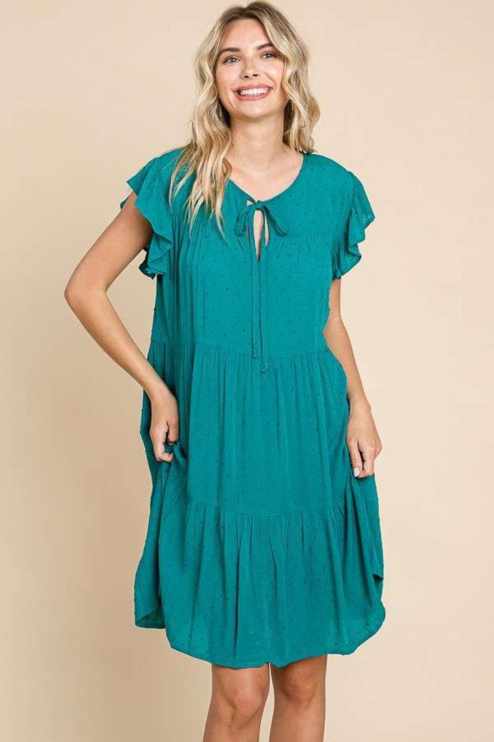 Culture Code Ruffle Cap Sleeve Tiered Dress - ClubOn