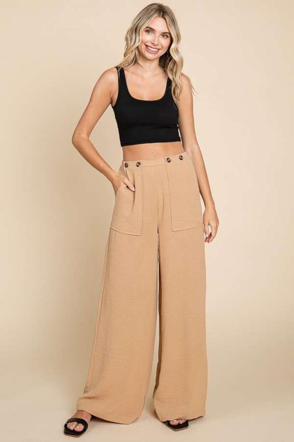Culture Code Full Size High Waist Wide Leg Cargo Pants - ClubOn