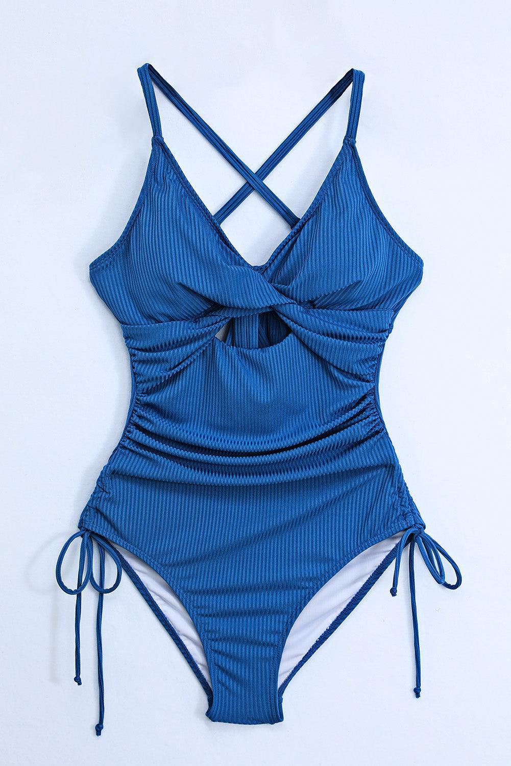 Cutout V-Neck Spaghetti Strap One-Piece Swimwear - ClubOn