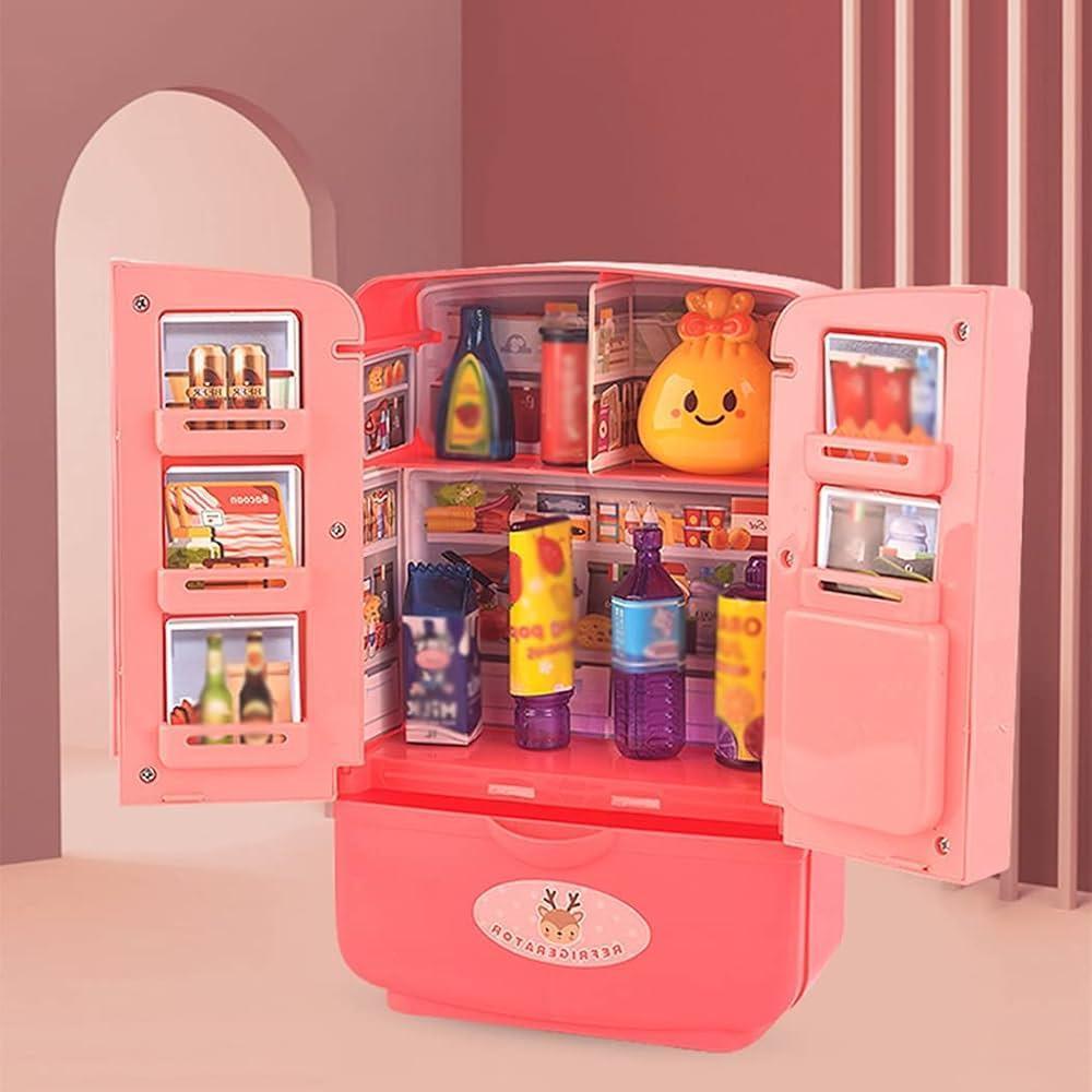 Mini Double Door Refrigerator Toy - Pretend Play Kitchen Set - ClubOn
