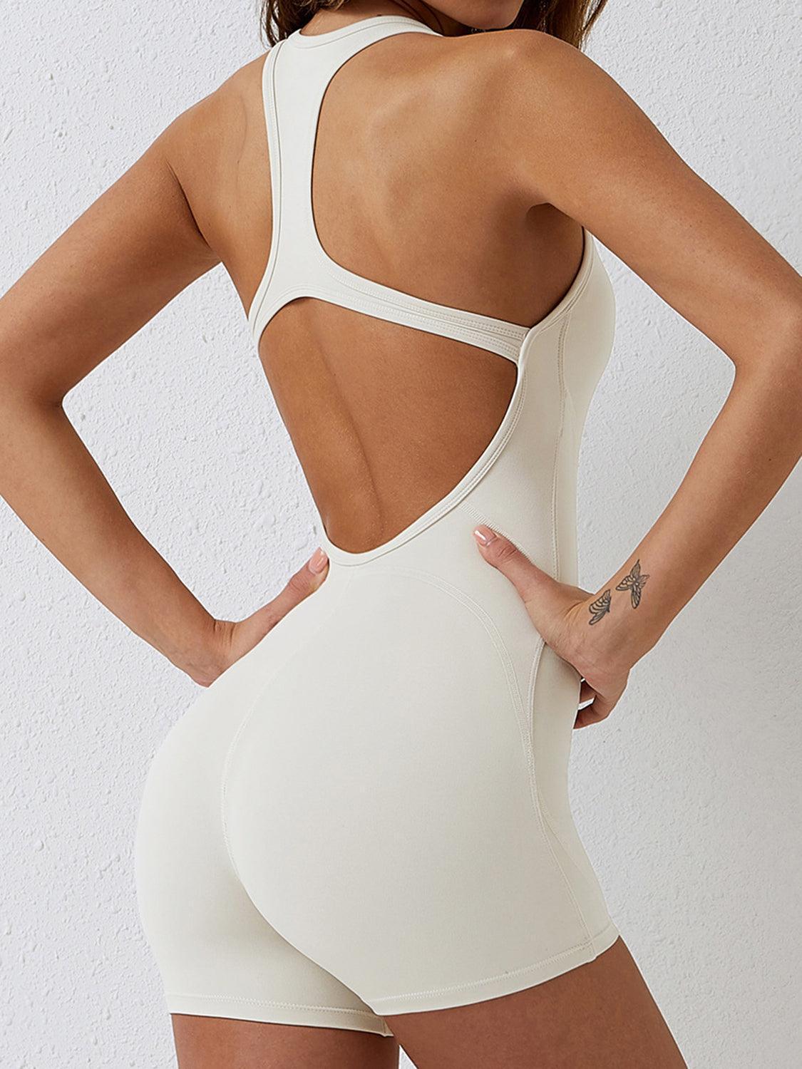 Basic Bae Cutout Racerback Sleeveless Active Romper - ClubOn