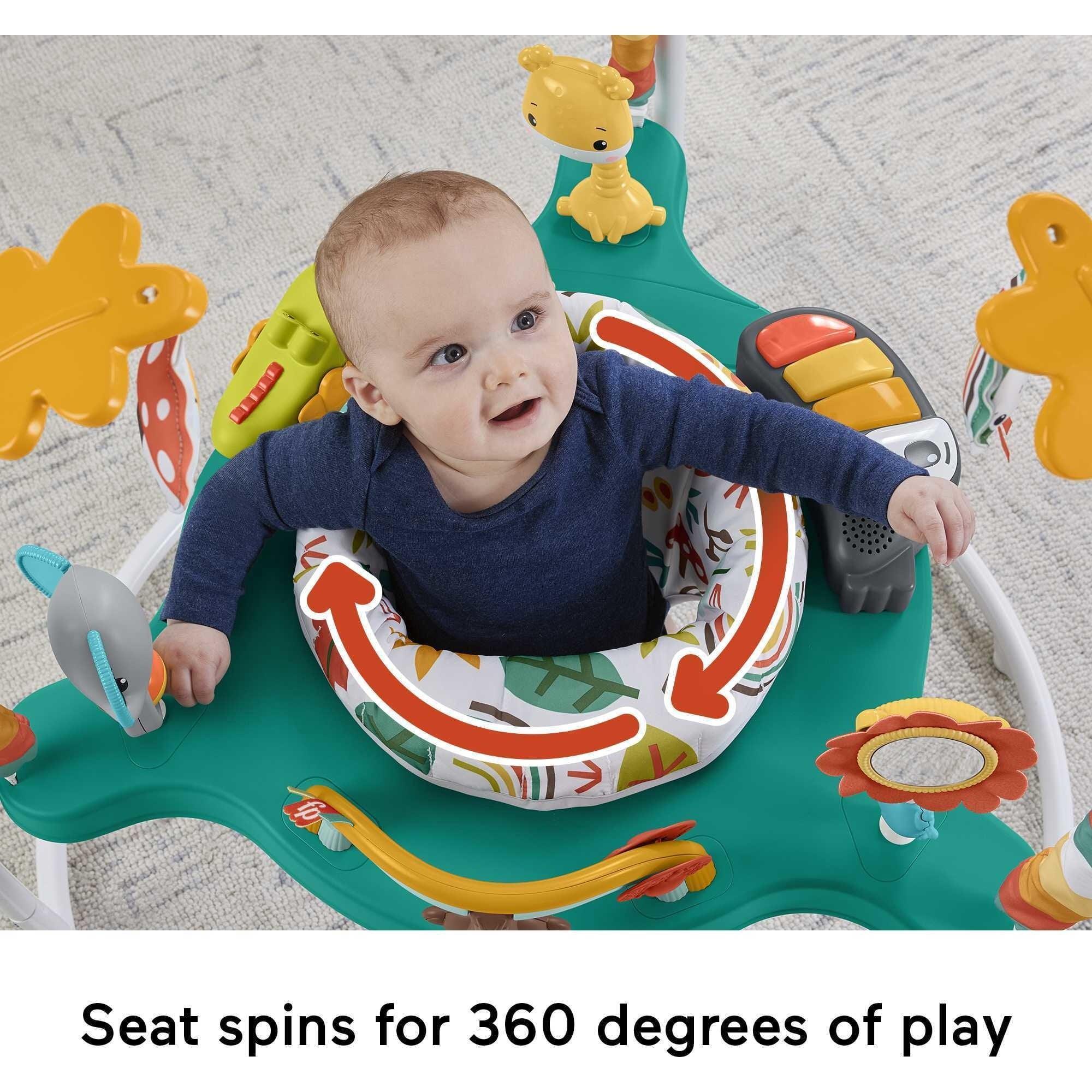 Fisher-Price Baby Bouncer Whimsical Forest Jumperoo Activity Center with Music and Lights, Unisex - ClubOn