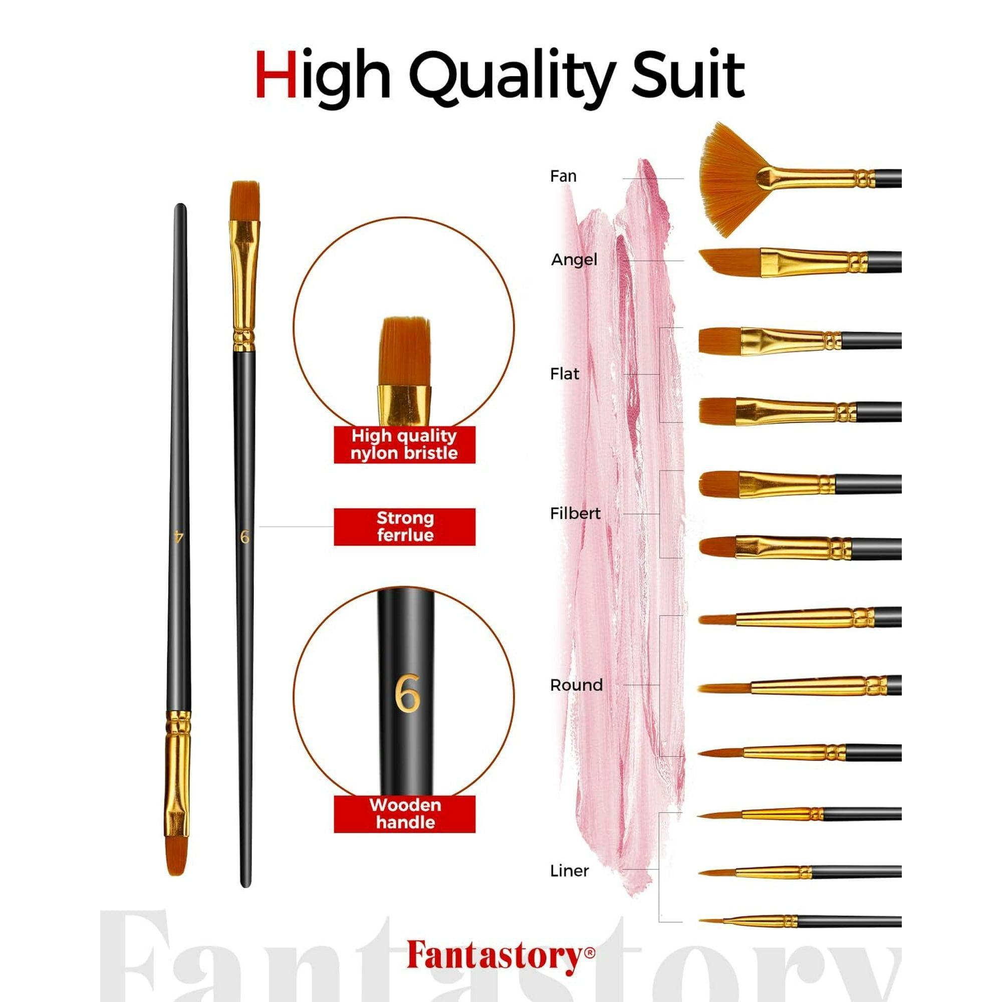 Fantastory Acrylic Paint Set, 36 Colors (2oz/60ml) with 12 Brushes – Professional Craft Thick Paint Kit - ClubOn