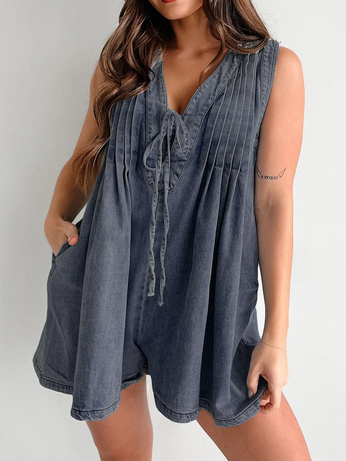 Tied Romper with Pockets - ClubOn