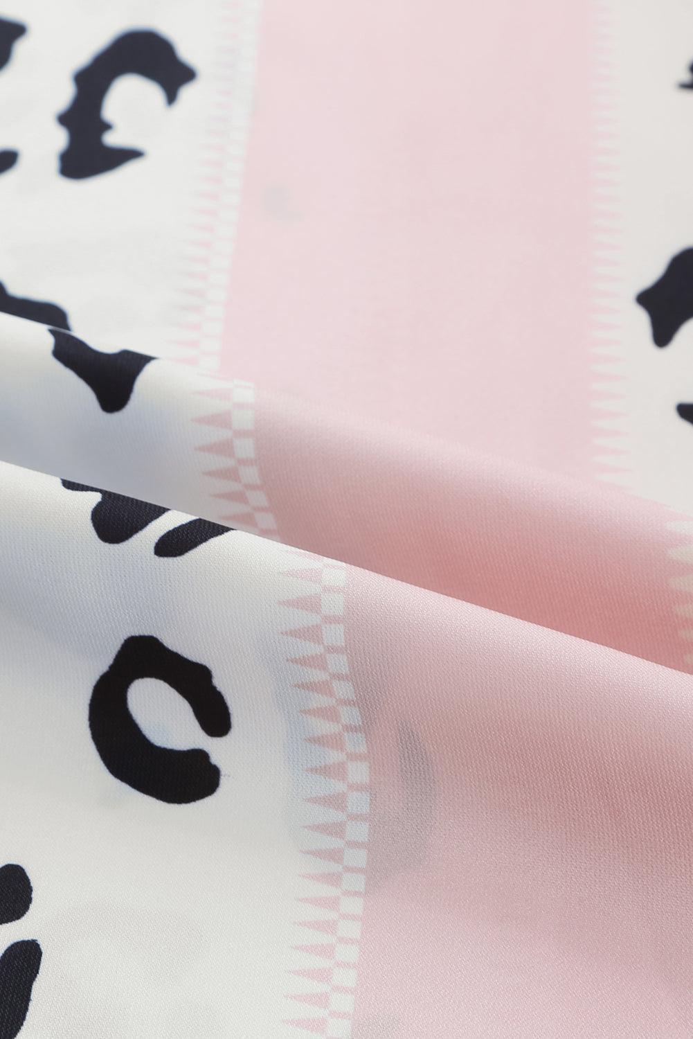 Leopard Color Block Smocked Jumpsuit - ClubOn