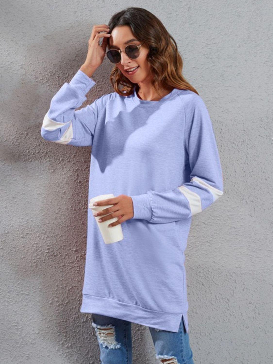 Full Size Striped Round Neck Long Sleeve T-Shirt - ClubOn
