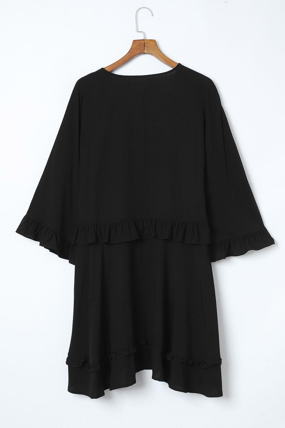 V-Neck Ruffled Mini Dress - ClubOn