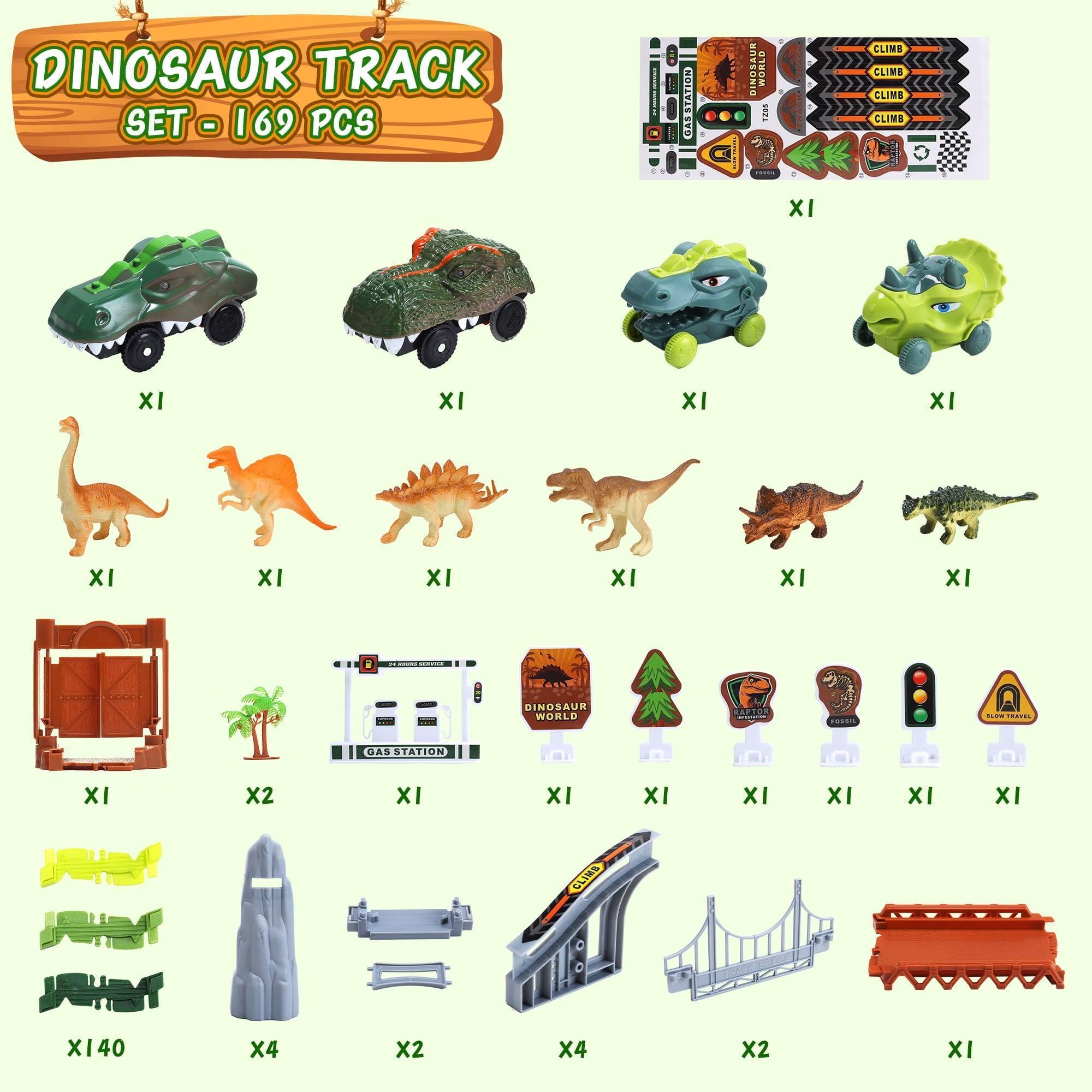 Dinosaur Tracks Toys, Flexible Dinosaur Track Toys Set, 169 Pcs, Perfect Gifts for 3-6 Years Old Boys & Girls, Create Your Dinosaur World - ClubOn