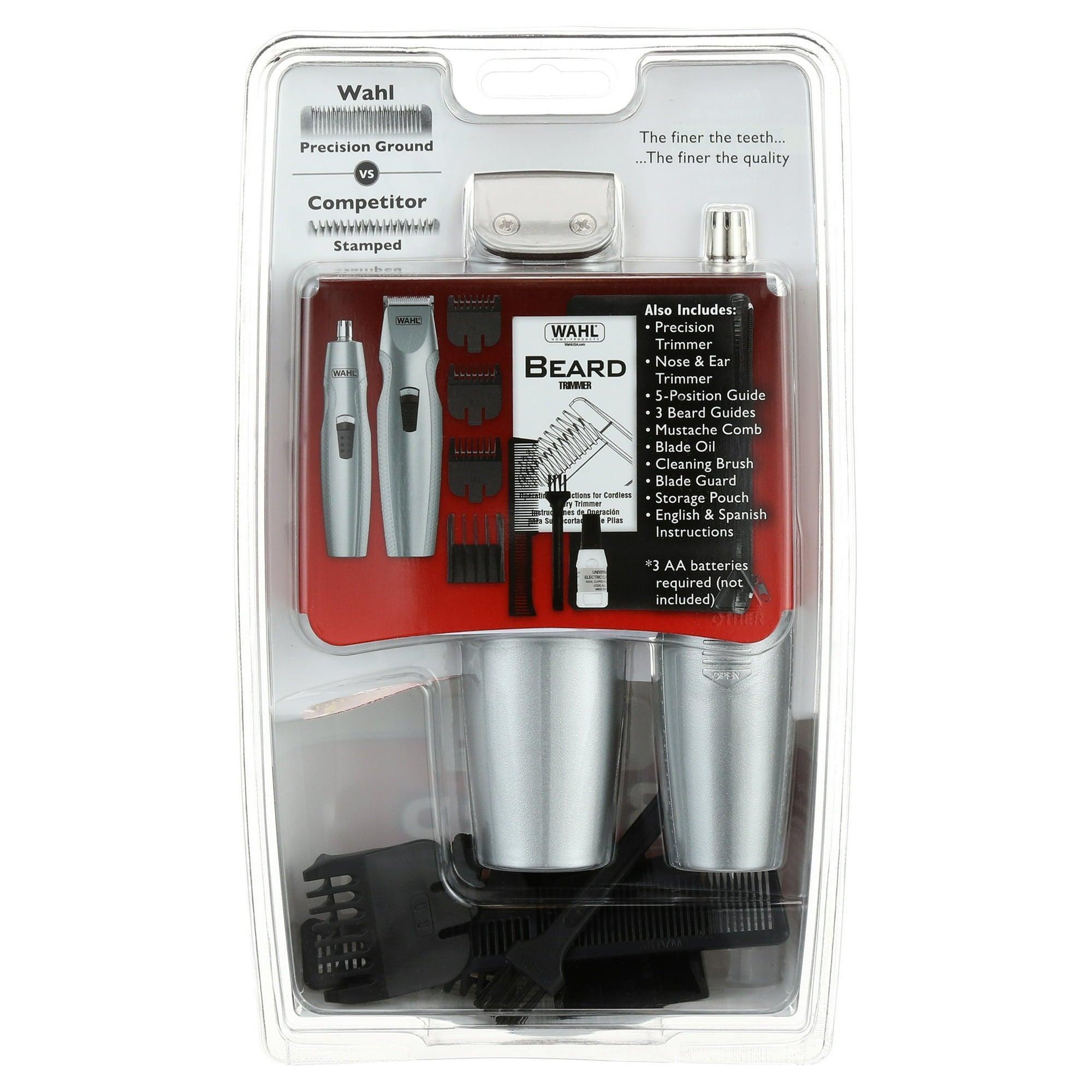 Wahl Mustache Men's Multi-Groomer, Battery Beard Trimmer, Silver, 12pc - Model 5606-700 - ClubOn