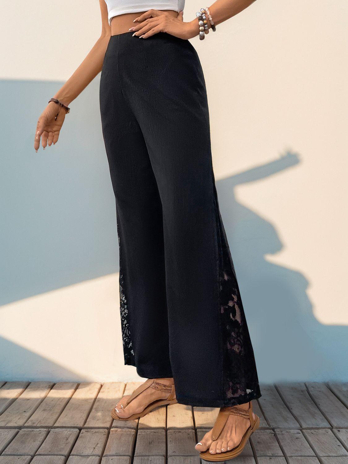 Lace Detail High-Waisted Pants – Elegant and Feminine Touch - ClubOn
