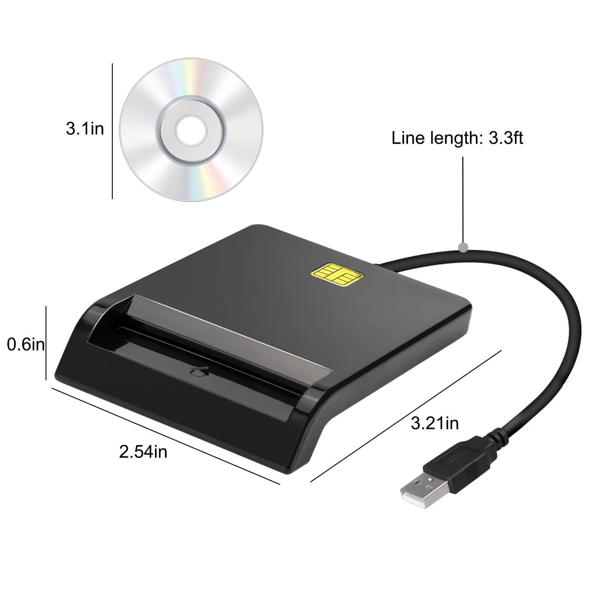 TSV CAC Smart Card Reader, DOD Military USB Common Access Card Adapter, Compatible with Military/ID/IC Bank Chip Cards - ClubOn