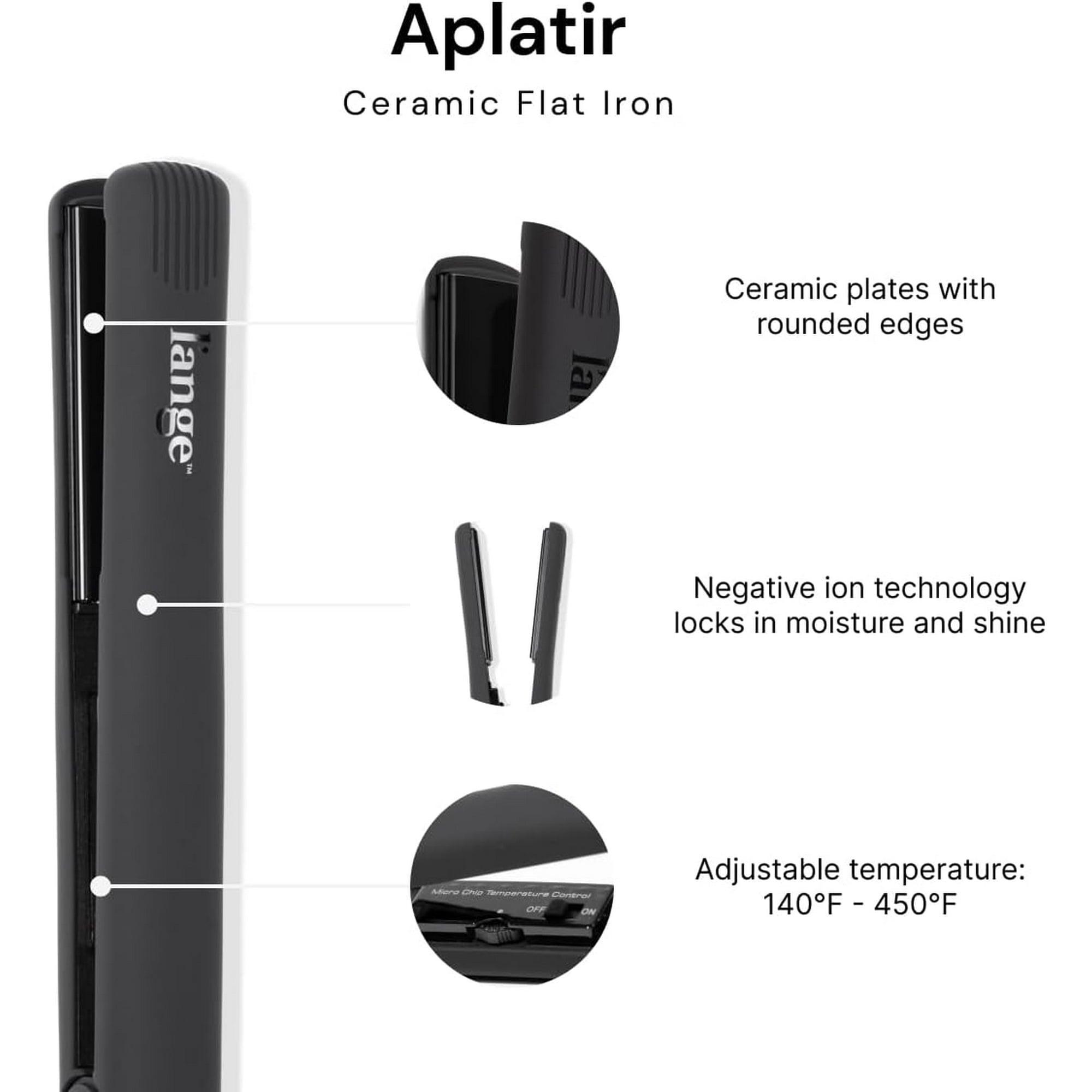 L'ange Hair Aplatir Professional 1-Inch Ceramic Flat Iron Hair Straightener, Automatic Shutoff, Black - ClubOn