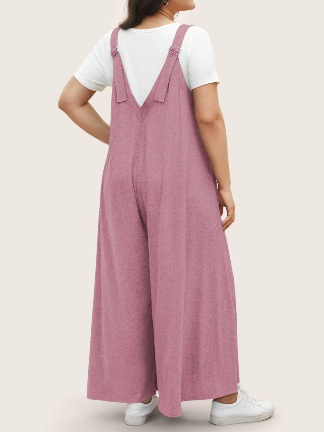 Full Size Pocketed Wide Leg Overalls - ClubOn