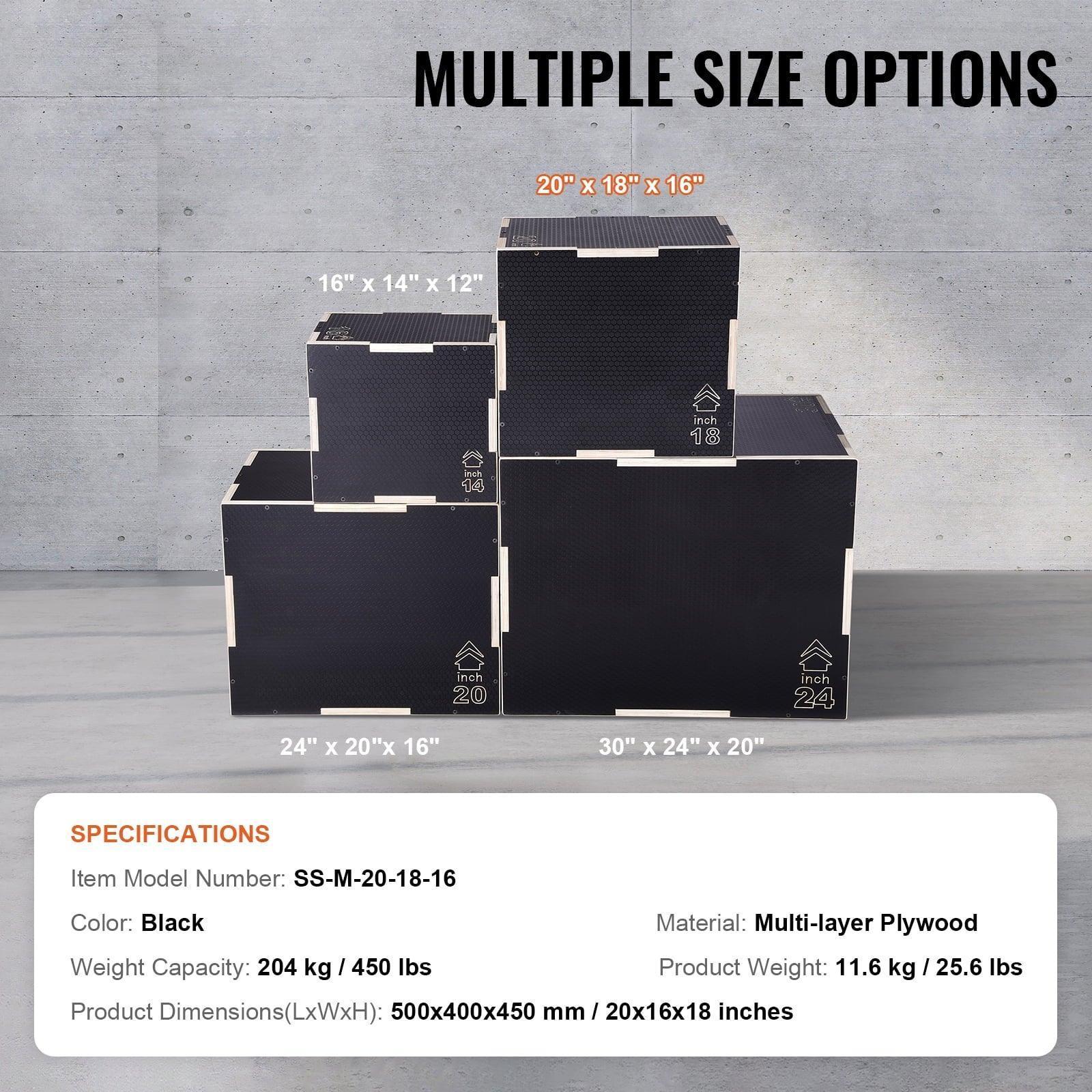 SKYSHALO 3-in-1 Plyo Jump Box – 20/18/16-Inch Heights, Wooden Construction, Anti-Slip Surface for Home Gym & Conditioning - ClubOn