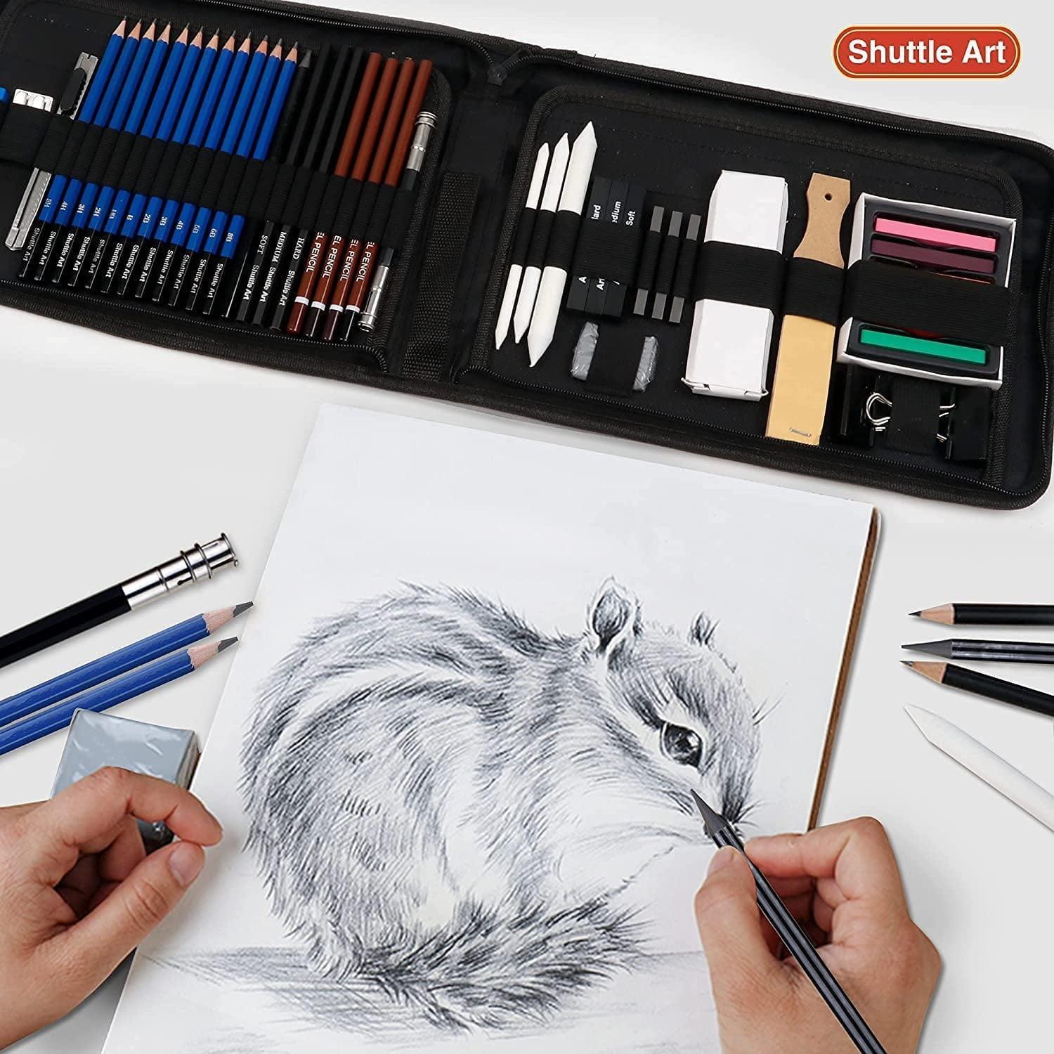 Drawing Pencils Set, 52 Pack Professional Sketch Pencils with Graphite, Charcoal Sticks, Sketch Book & Carry Case for Adults & Kids - ClubOn