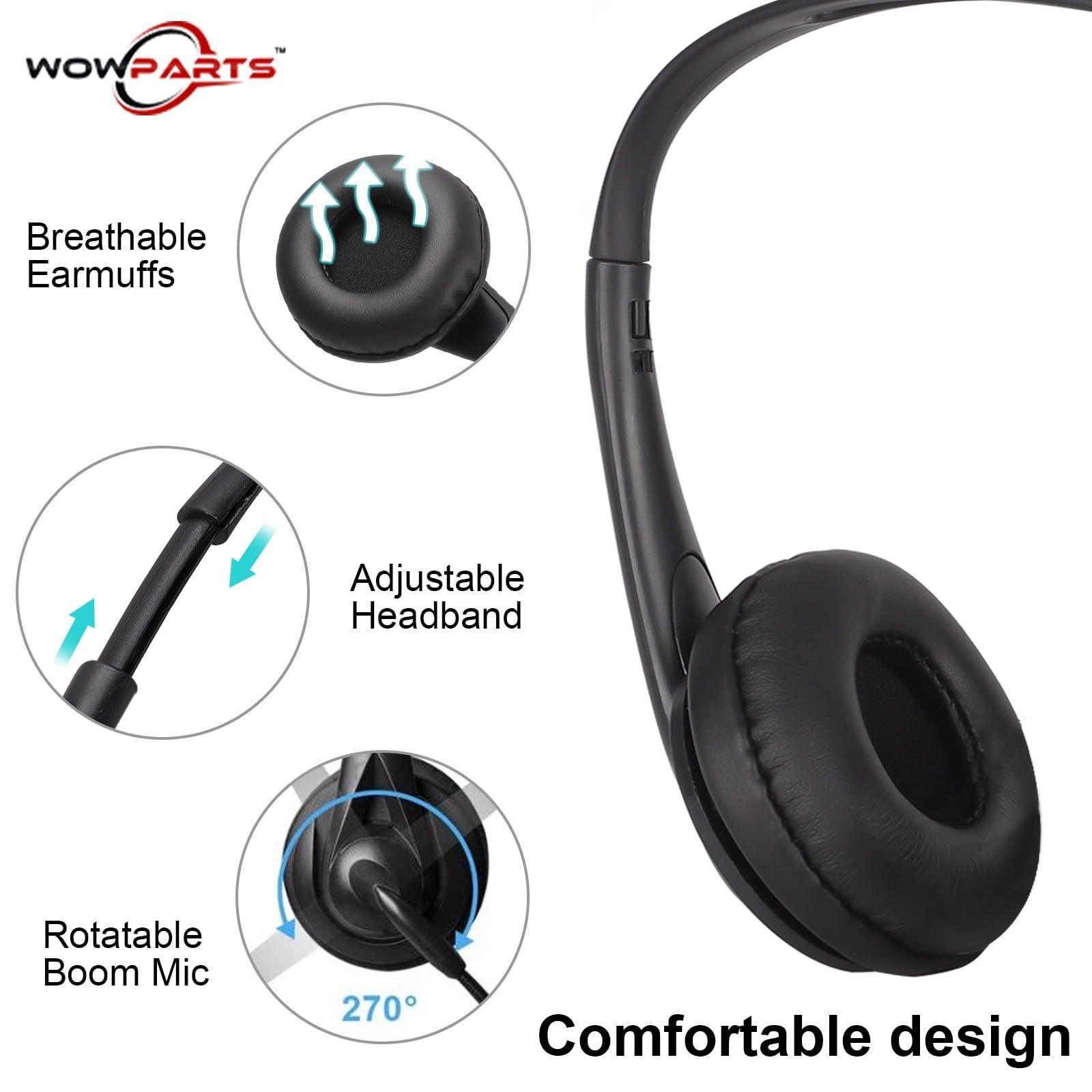 USB Headset with Microphone, Noise Cancelling Stereo Over-Ear Headphones, Boom Mic & Volume Controls for PC, Laptop, Call Center, Skype, Zoom - ClubOn