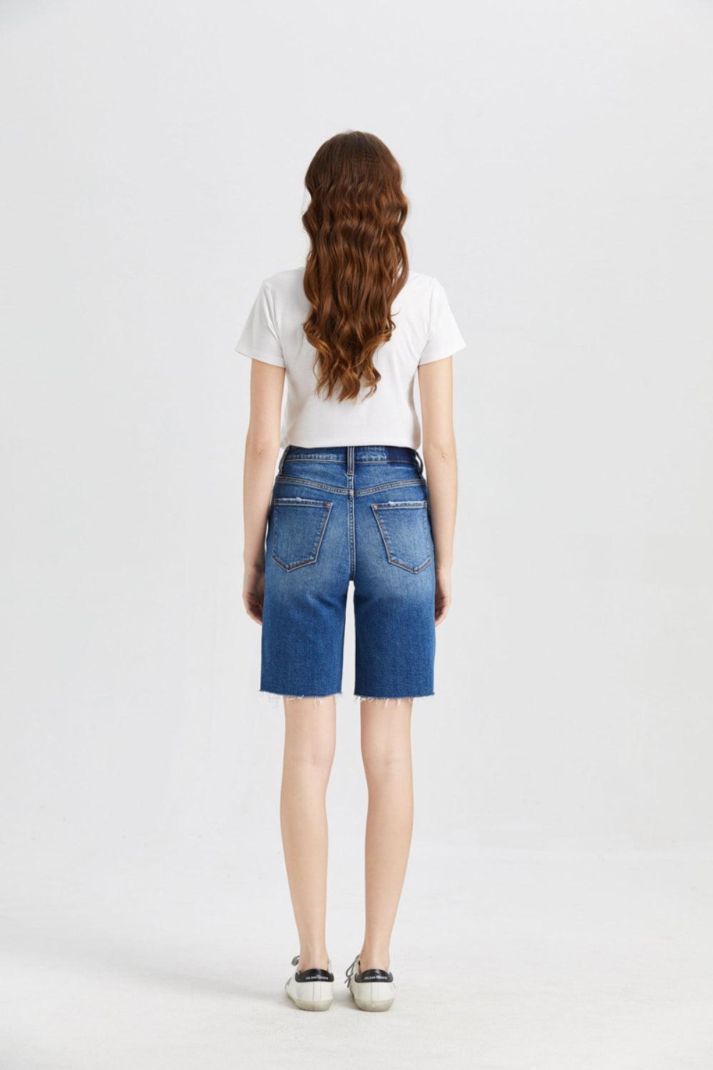 BAYEAS Full Size Super High Rise Denim Bermuda Shorts - ClubOn