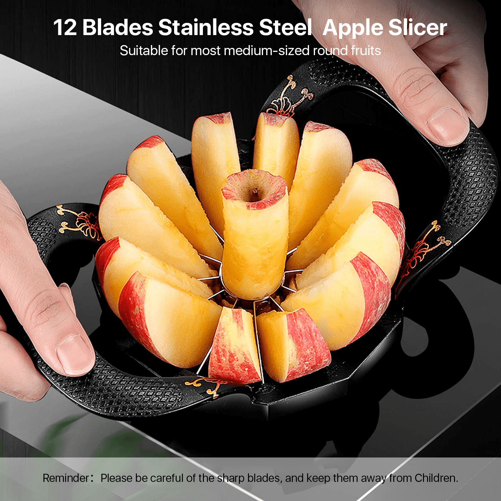 BCOOSS Apple Slicer Peeler & Core Remover – Stainless Steel, Black, Pack of 3 - ClubOn