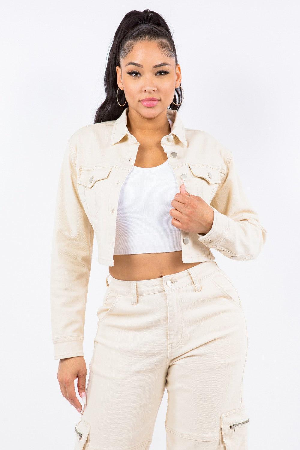 American Bazi Laced Back Cropped Jacket - ClubOn