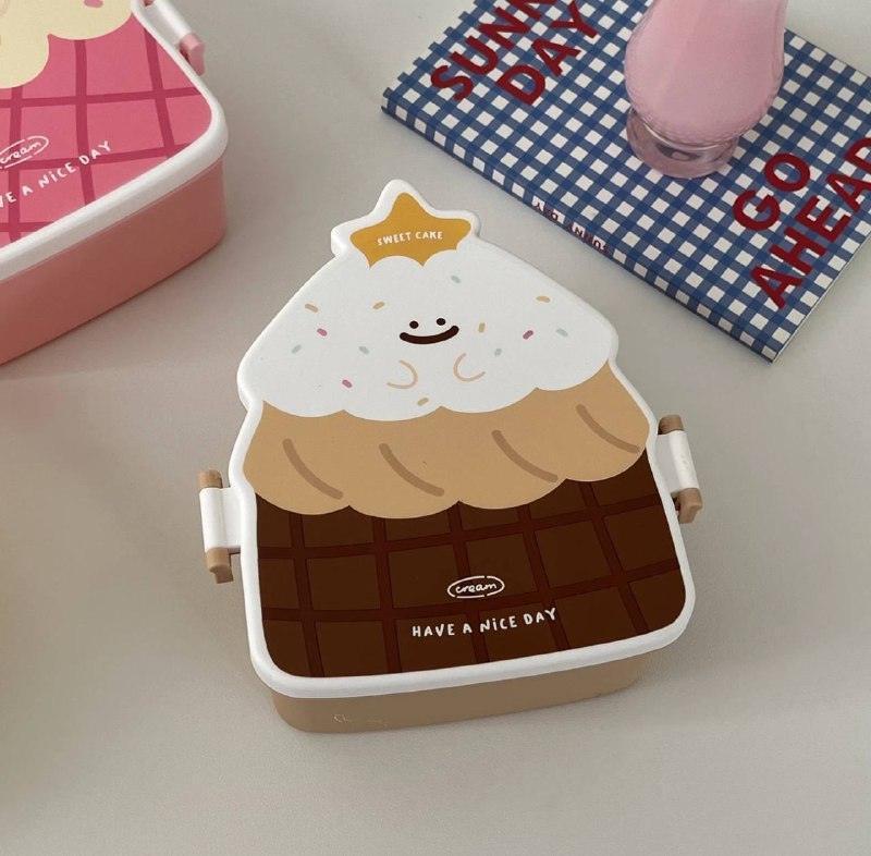 Cartoon Bento Lunch Box for Kids - Cute Design with Knife & Fork - ClubOn