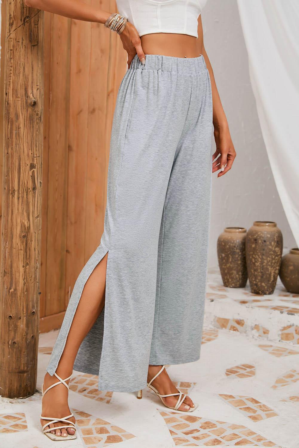 Slit Opaque Pants – Polyester & Cotton Blend (S-XL) - ClubOn