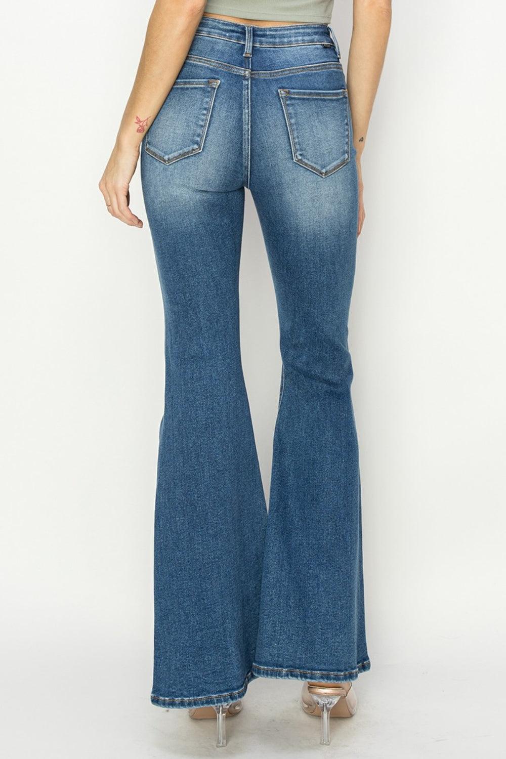 High Rise Front Seam Detailed Flare Jeans – Retro Chic - ClubOn