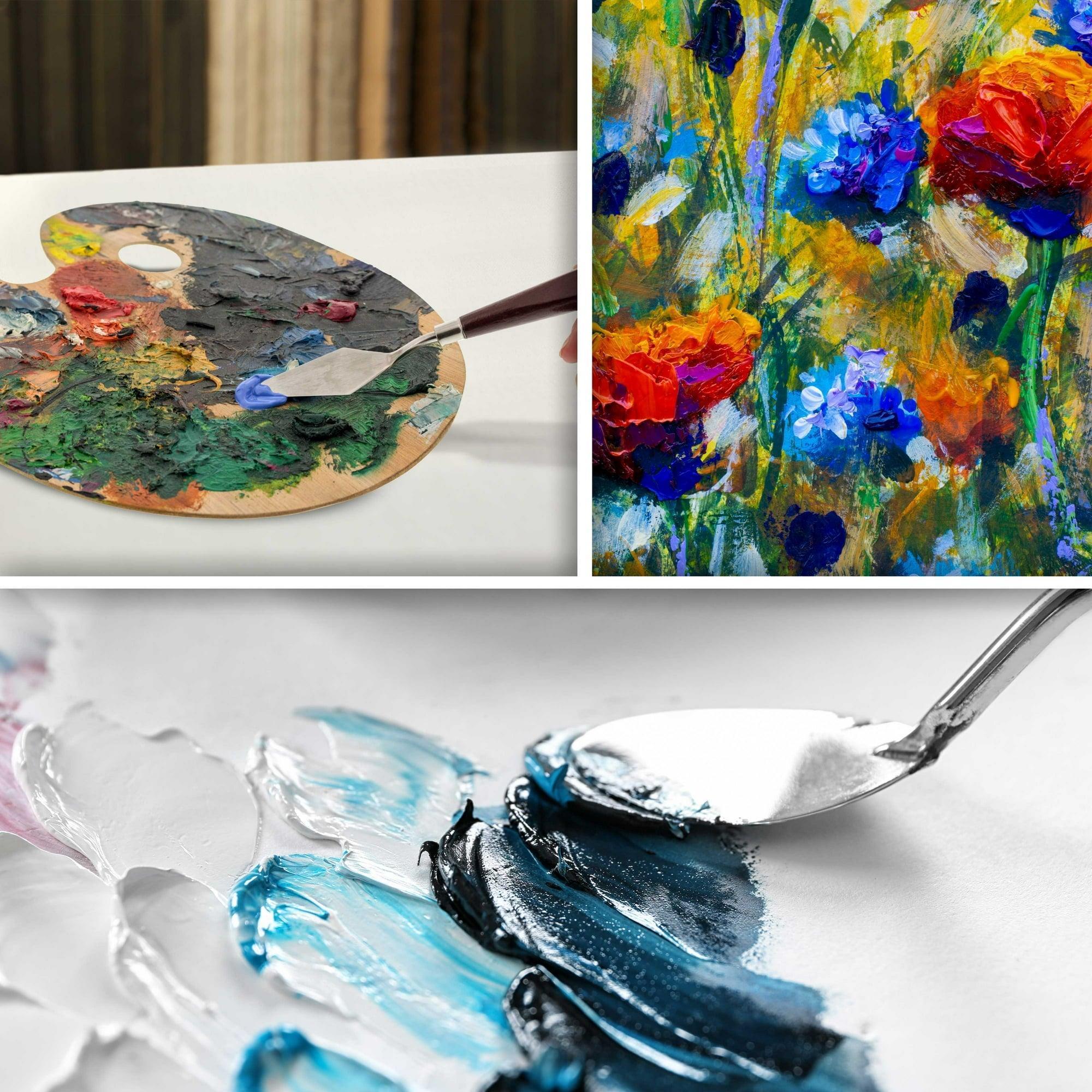 U.S. Art Supply 5-Piece Stainless Steel Palette Knife Set, Flexible Spatulas for Painting, Mixing, Cake Icing, & 3D Printer Removal - ClubOn