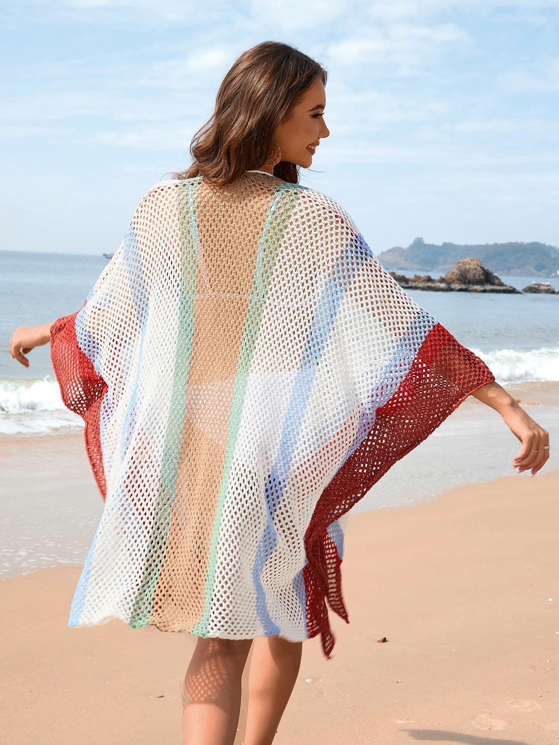 Openwork Color Block Plunge Cover-Up - ClubOn