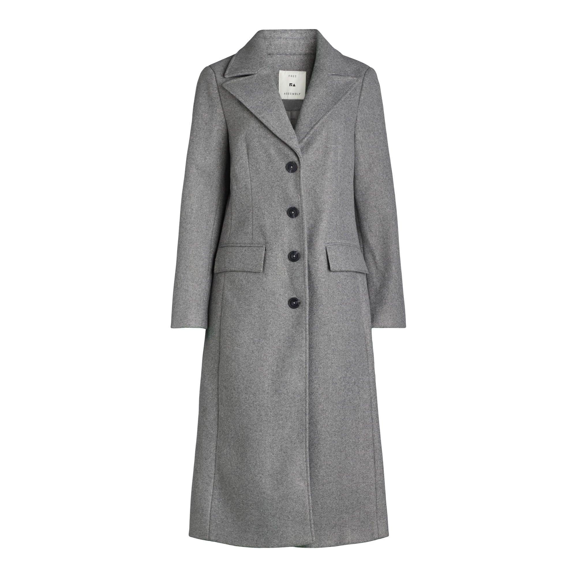 Free Assembly Women’s Faux Wool Long Coat, Sizes XS-XXXL | Warm & Stylish Outerwear - ClubOn