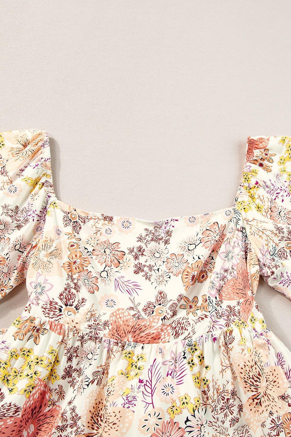 Tied Printed Half Sleeve Mini Dress - ClubOn