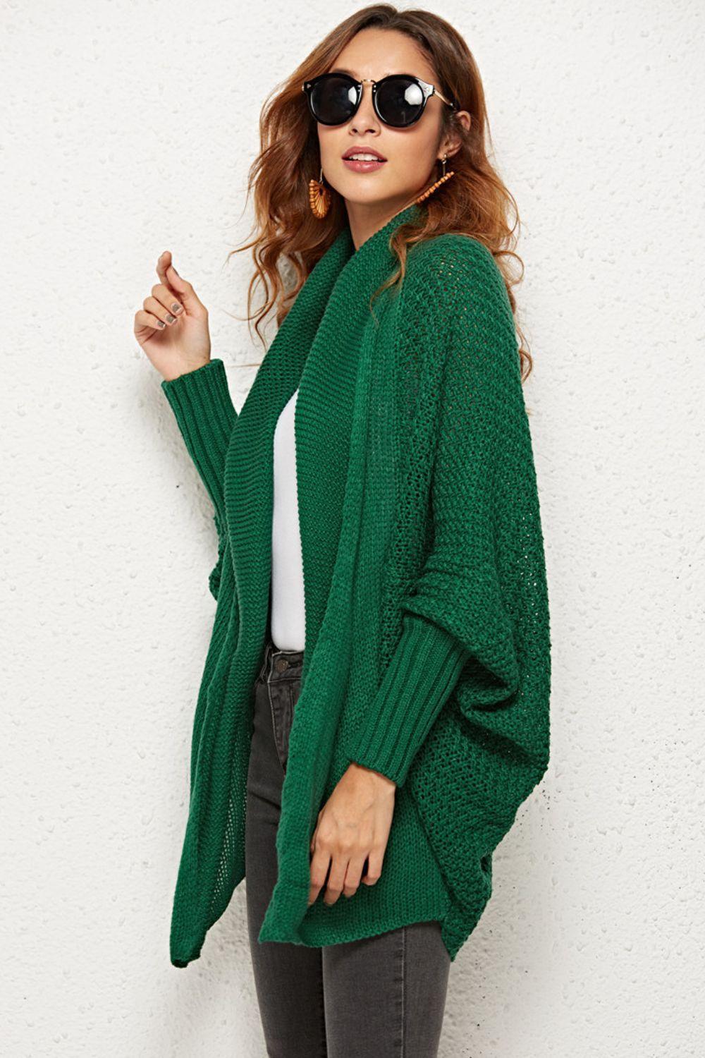 Angel Wings Open Front Dolman Sleeve Longline Cardigan - ClubOn