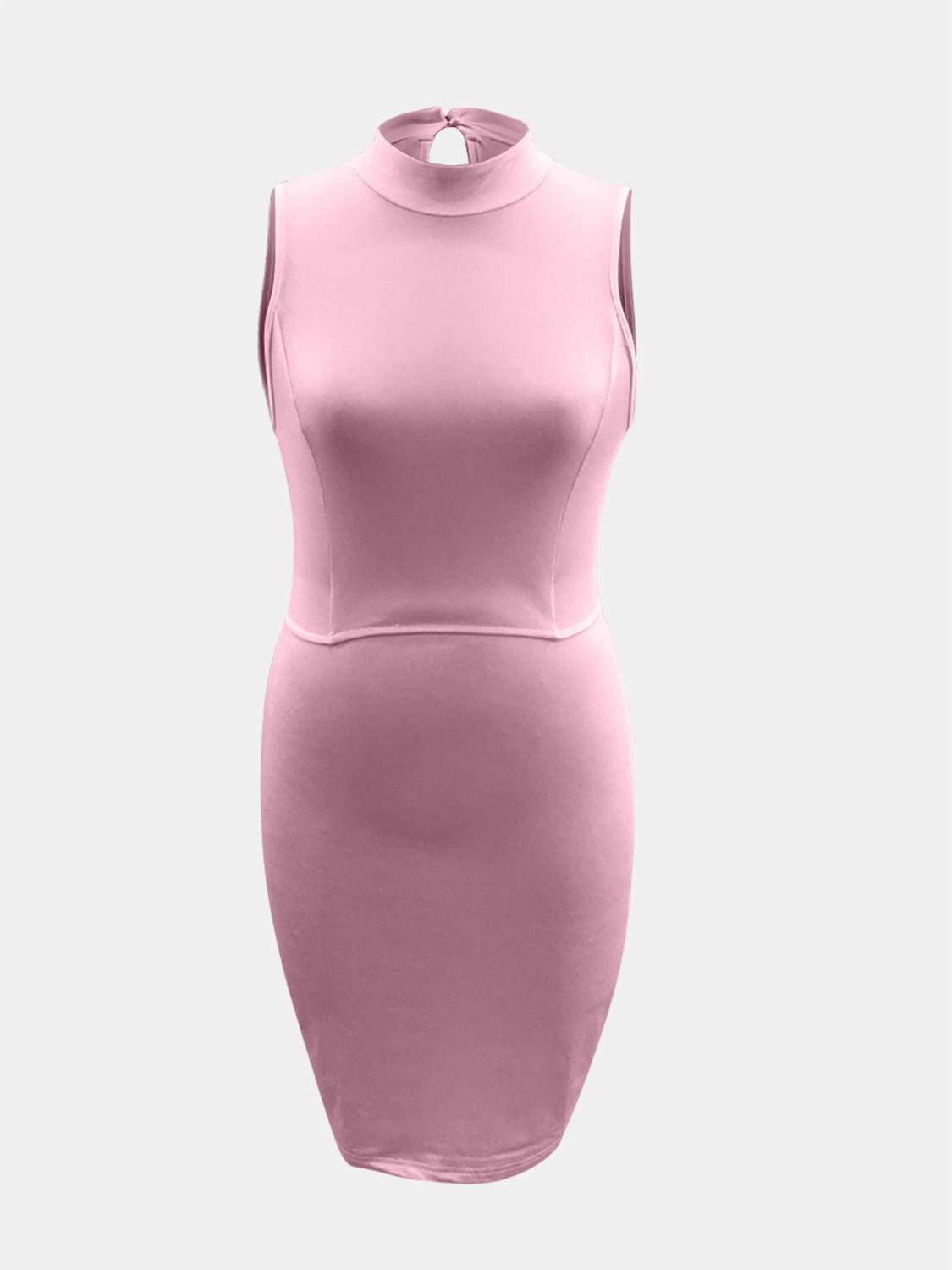 Cutout Mock Neck Sleeveless Dress - ClubOn