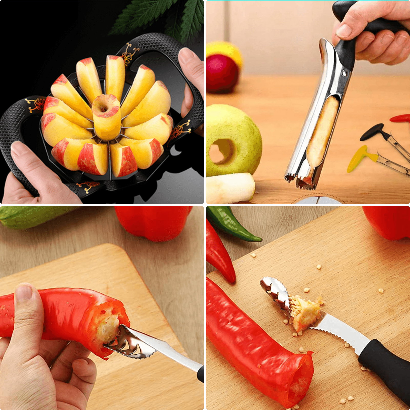 BCOOSS Apple Slicer Peeler & Core Remover – Stainless Steel, Black, Pack of 3 - ClubOn