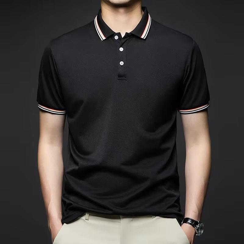 Men's Fashion Striped Lapel Polo Shirt - Summer Breathable Short Sleeve Top - ClubOn