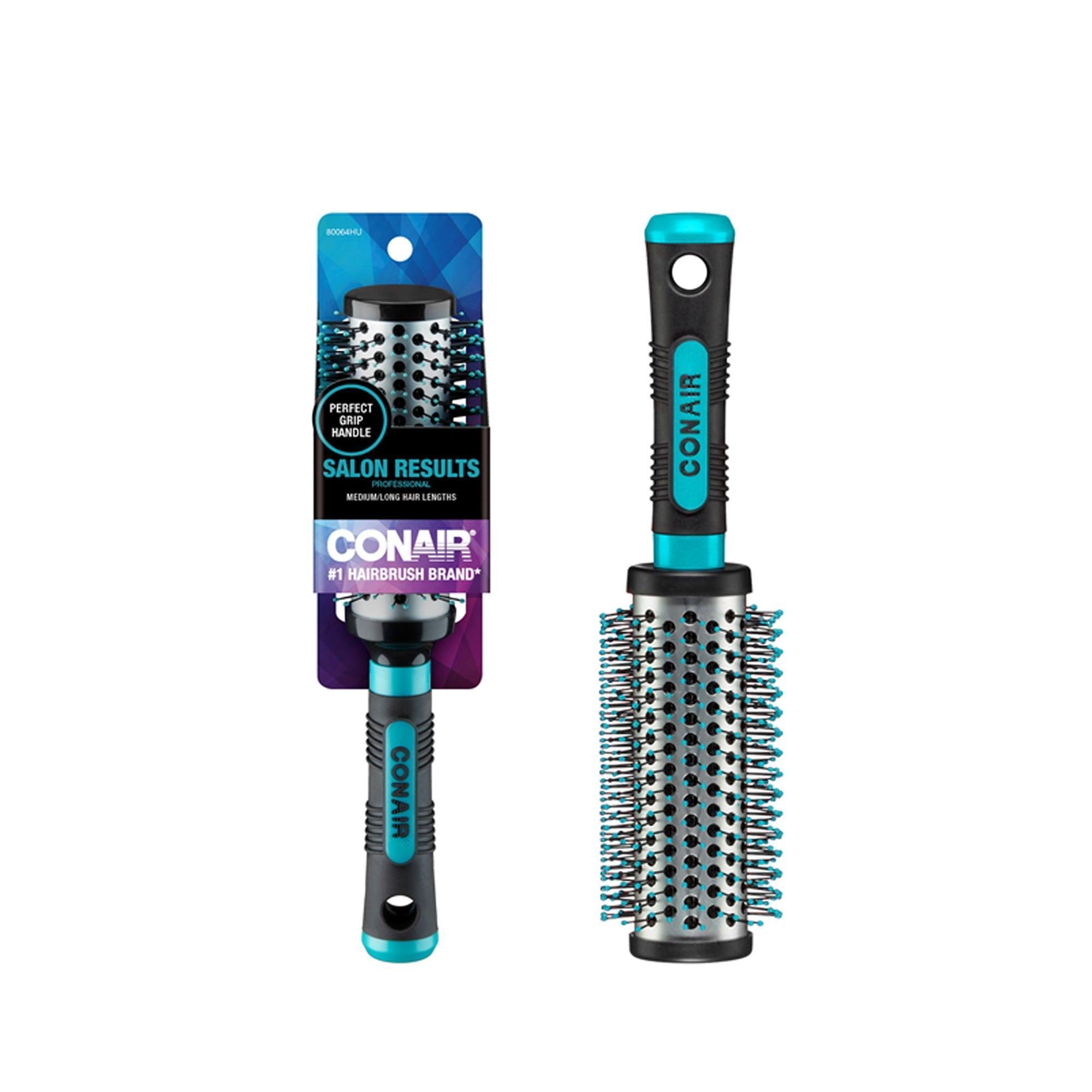 Conair Professional Large Round Hairbrush with Nylon Bristles & Rubber-Grip Handle, Colors Vary - ClubOn