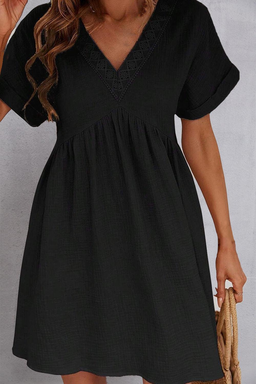V-Neck Short Sleeve Dress - ClubOn