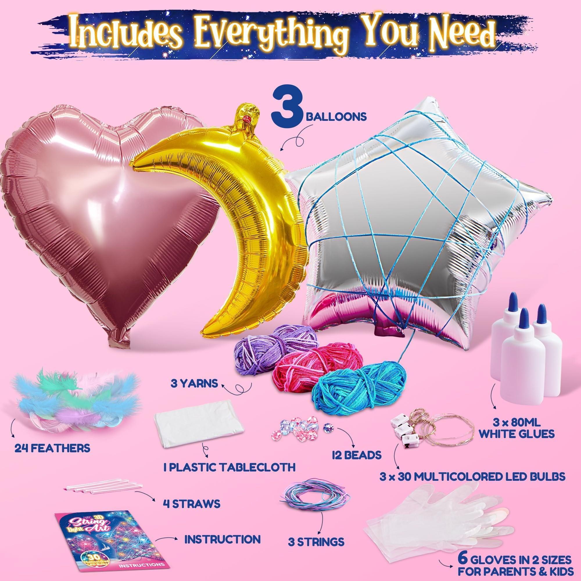 SYNCFUN 3-Pack 3D String Art Kit for Kids – 30 LED Craft Kit for Girls 6-12 - ClubOn