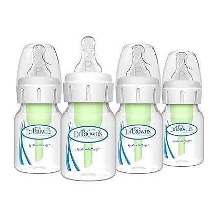 Dr. Brown's Natural Flow Anti-Colic Options+ Narrow Baby Bottle, 8 oz, Pink Floral, 4 Bottles with Level 1 Nipples - ClubOn
