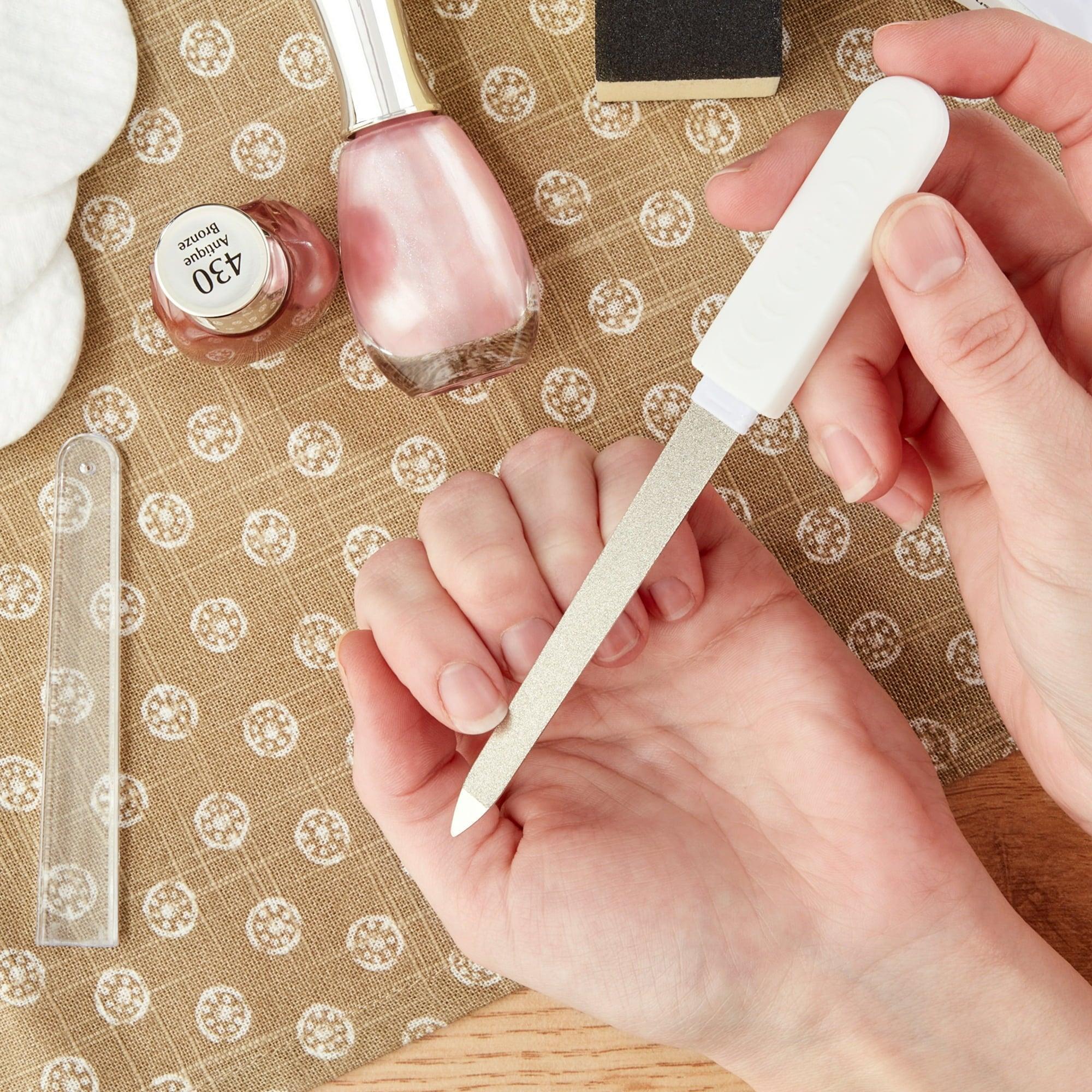 Equate Non-Slip Easy Grip Fingernail File with Cover, White - ClubOn