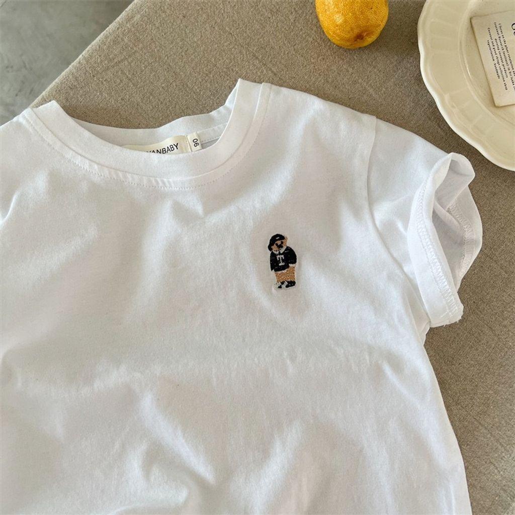 Summer Baby Boys Suit – Embroidered Bear Badge Tees - ClubOn