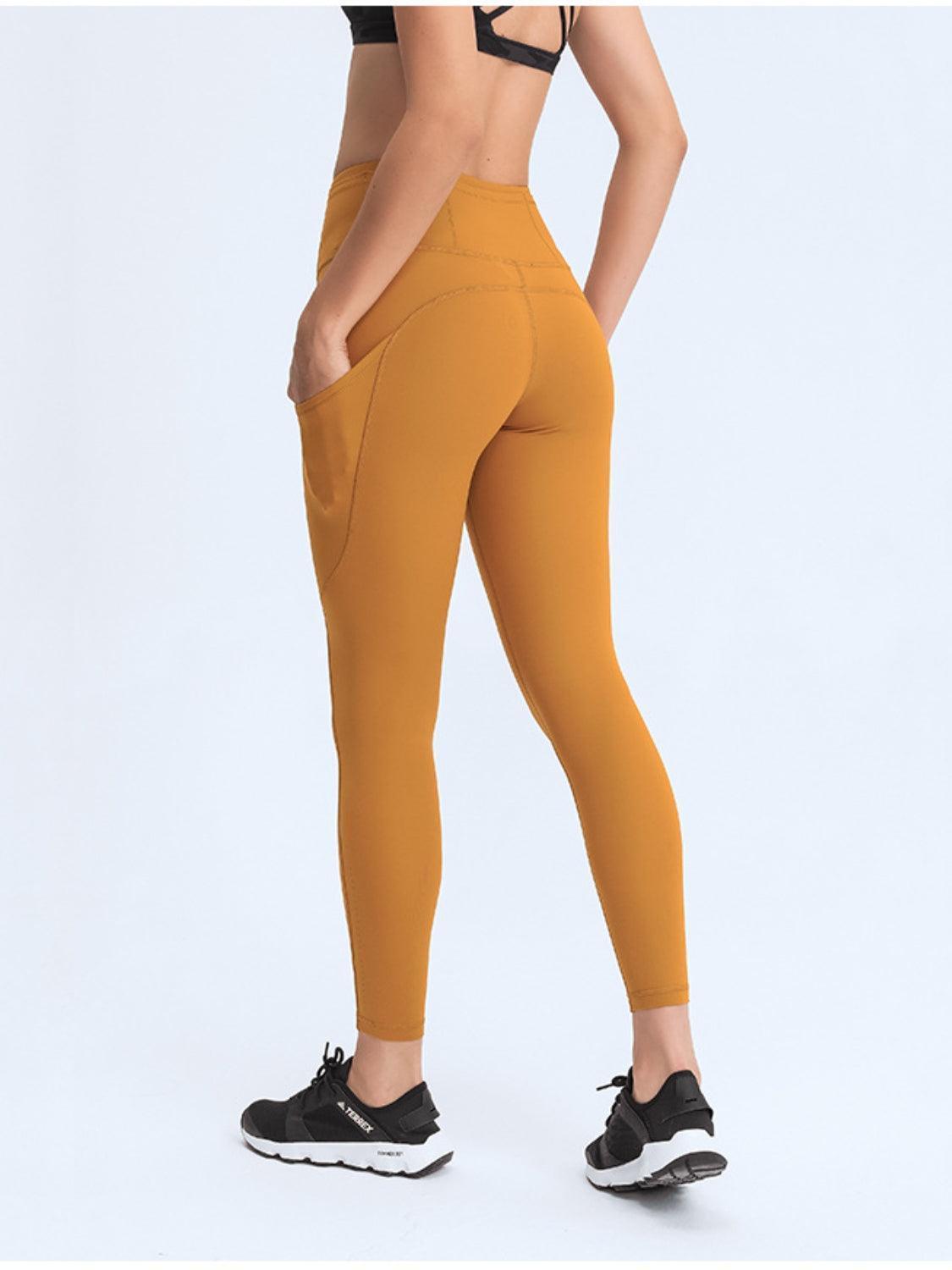 Millennia Wide Waistband Leggings with Pockets - ClubOn