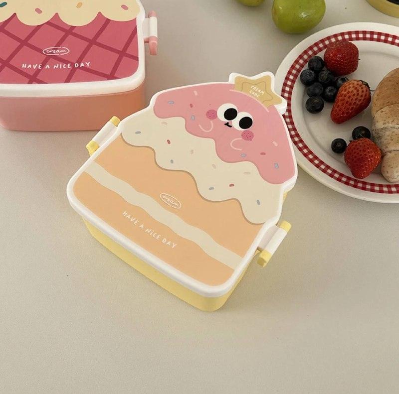 Cartoon Bento Lunch Box for Kids - Cute Design with Knife & Fork - ClubOn