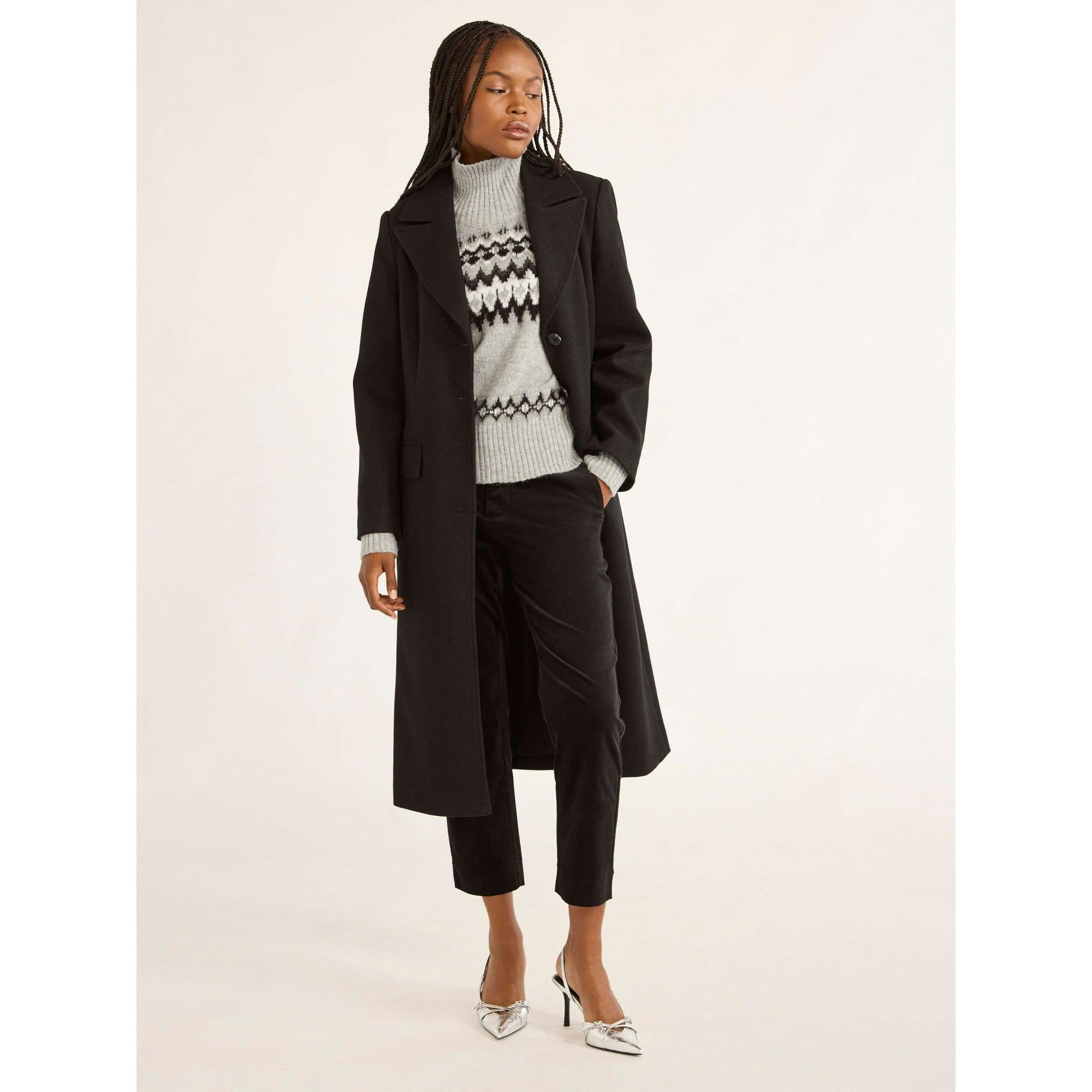 Free Assembly Women’s Faux Wool Long Coat, Sizes XS-XXXL | Warm & Stylish Outerwear - ClubOn