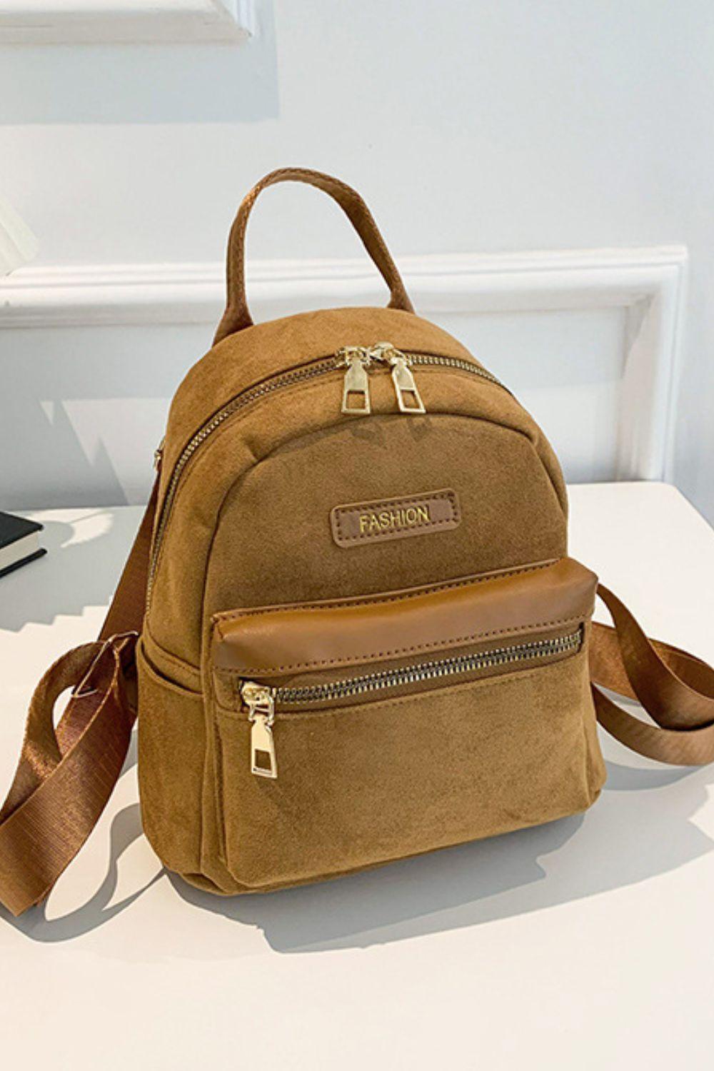 Suede Adjustable Strap Backpack Bag - ClubOn